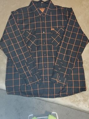Dixxon "Hallow" Men's Black Shirt with Orange Windowpane Check